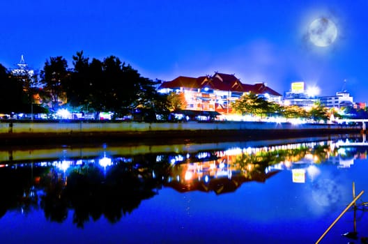 Lights at night along the Ping River