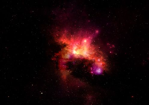 Far being shone nebula and star field against space.