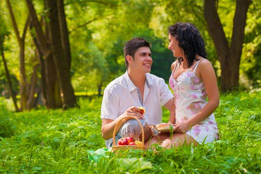 couple resting and smiling