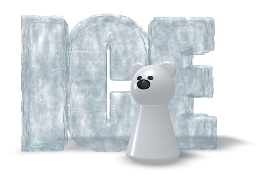 polar bear and the word ice on white background - 3d illustration