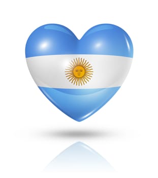 Love Argentina symbol. 3D heart flag icon isolated on white with clipping path