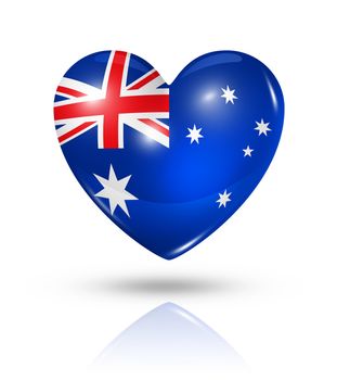 Love Australia symbol. 3D heart flag icon isolated on white with clipping path