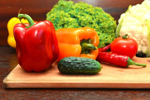 Set of fresh vegetables on the kitchen table