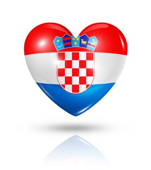 Love Croatia symbol. 3D heart flag icon isolated on white with clipping path