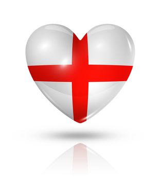 Love England symbol. 3D heart flag icon isolated on white with clipping path