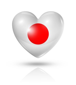 Love Japan symbol. 3D heart flag icon isolated on white with clipping path