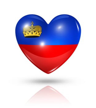 Love Liechtenstein symbol. 3D heart flag icon isolated on white with clipping path