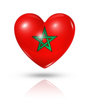 Love Morocco symbol. 3D heart flag icon isolated on white with clipping path