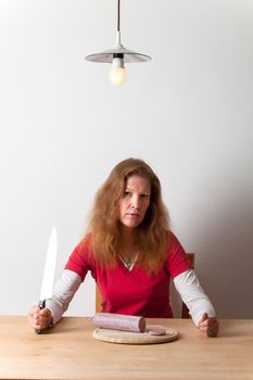 woman with a knife