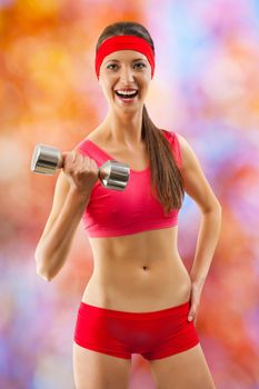 a sports girl in red wear