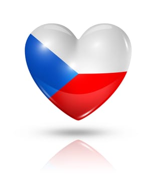 Love Czech Republic symbol. 3D heart flag icon isolated on white with clipping path