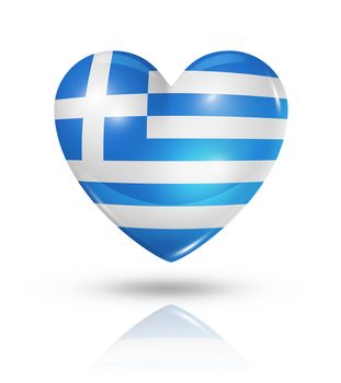 Love Greece symbol. 3D heart flag icon isolated on white with clipping path