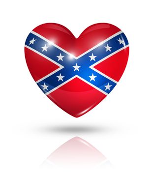 Love confederate symbol. 3D heart flag icon isolated on white with clipping path