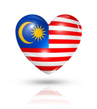 Love Malaysia symbol. 3D heart flag icon isolated on white with clipping path