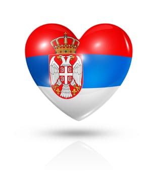 Love Serbia symbol. 3D heart flag icon isolated on white with clipping path