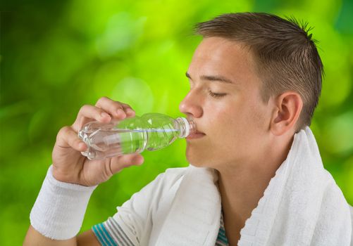 boy drinking water from bottle