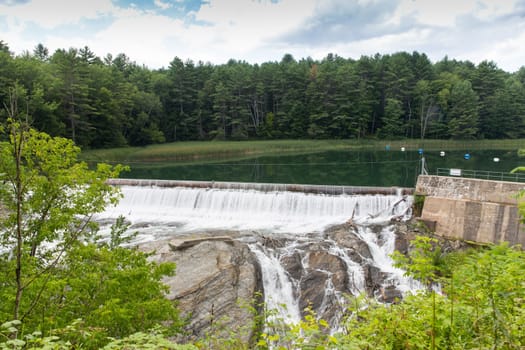 This is the North Hartland Dam which is just upriver from the Quechee Gorge. It is a hydroelectric facility producing power for the surrounding area.