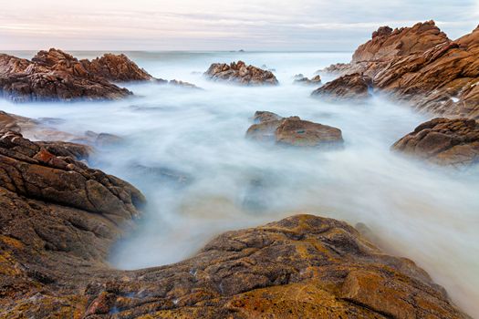 Long exposure photo of coastal view in the north of Portugal.