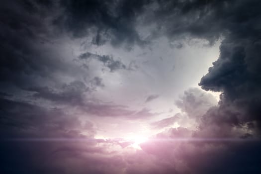 Dramatic Cloudscape Area with Ray of Light
