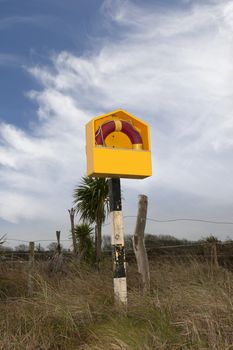 a life preserver ring on the county Kerry coastline in Ireland