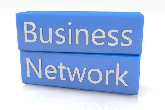Blue box concept: Business Network on white background
