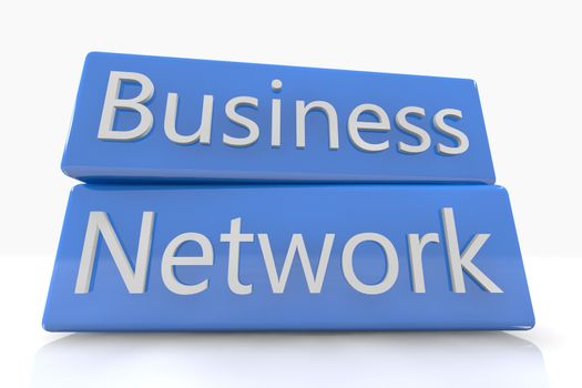 Blue box concept: Business Network on white background