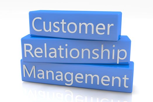 Blue box concept: Customer Relationship Management on white background