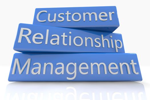 Blue box concept: Customer Relationship Management on white background