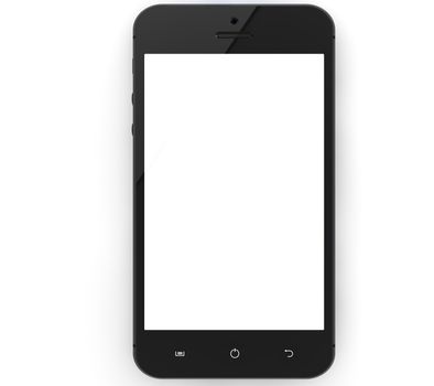 Realistic mobile phone with blank screen isolated on white background