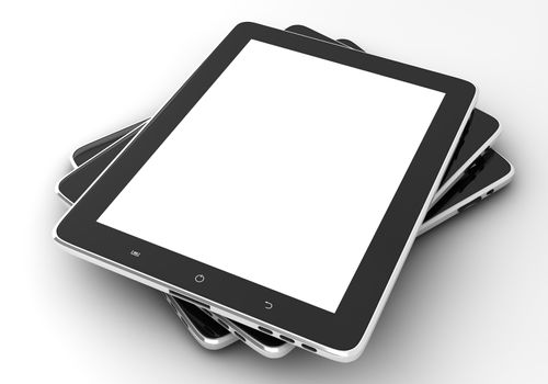 Realistic tablet pc computers like ipade with blank screen isolated on white background