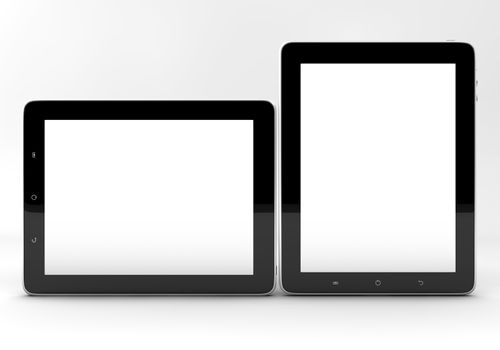 Realistic tablet pc computers like ipade with blank screen isolated on white background