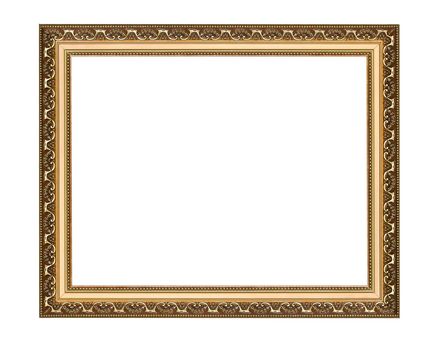 Gold vintage frame isolated on white background