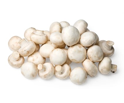 Champignon mushrooms on white backgroundю With clipping path