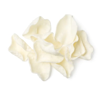  White Potato chips isolated on white, clipping path included