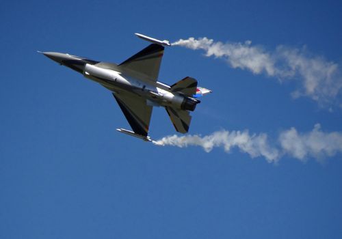 belgian f 16 at an airshow in france