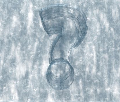 ice surface with question mark shape - 3d illustration