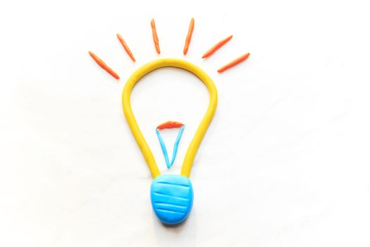 electric bulb icon on white background by colorful clay children style