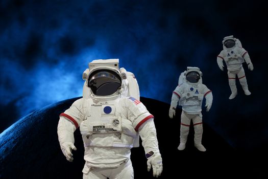 astronauts in the space background