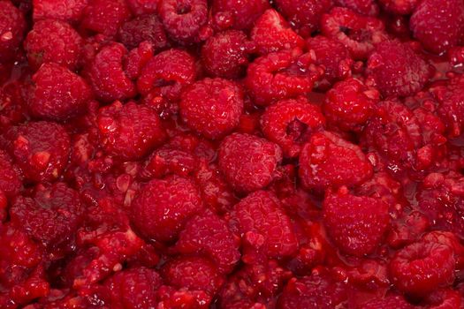 Close-up of some fresh raspberries