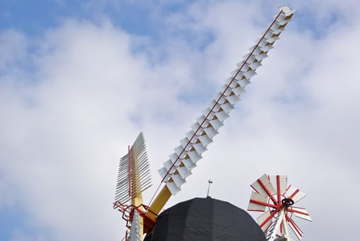 Details of a traditional old Danish windmill in the countryside Funen Denmark