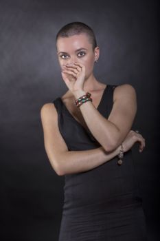 exotic woman with short hair, beauty style portrait