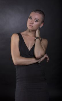 exotic woman with short hair, beauty style portrait