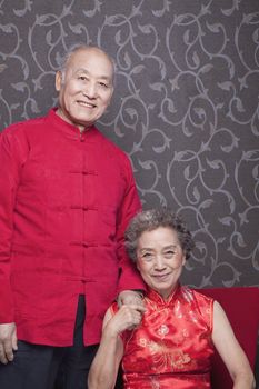 Portrait of senior couple in traditional Chinese clothing