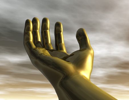 Digital Illustration of a golden Hand