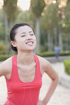 Young Woman After Workout in Park, Beijing,China