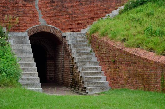 An earthen covered tunnel at the Civil War era Fort Clinch in Nassau County, Florida.