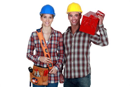 Tradespeople posing with their tools