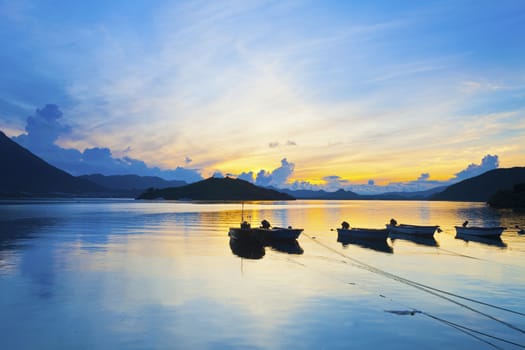 Sea landscape nature background with boats