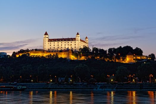 View of the Bratislava lock at night, Slovakia