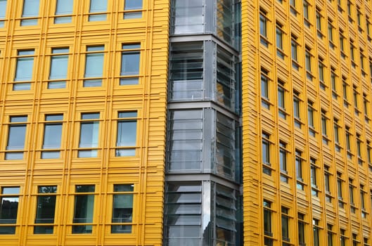 Corner of bright yellow building